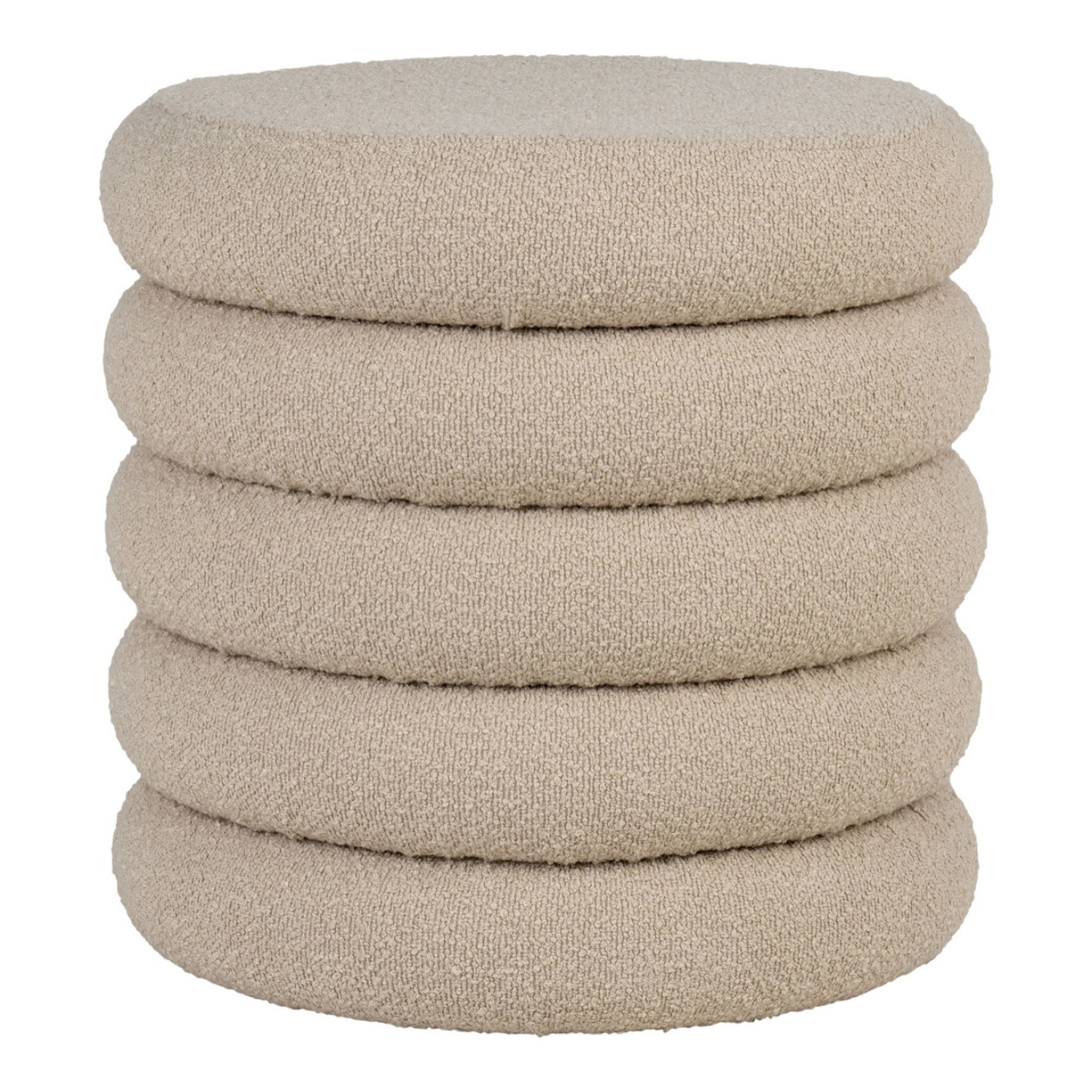 Pouf Brooklyn con contenitore in bouclé beige ø44 cm