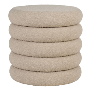 Pouf Brooklyn con contenitore in bouclé beige ø44 cm
