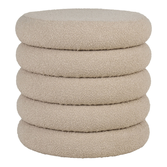 Pouf Brooklyn con contenitore in bouclé beige ø44 cm