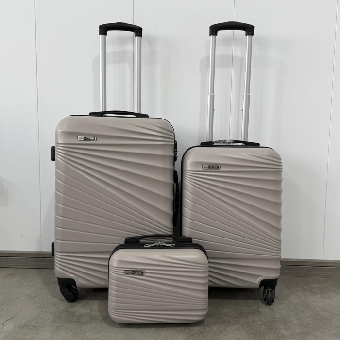 Juego de 3 maletas abs rígidas en plata nude metalizado