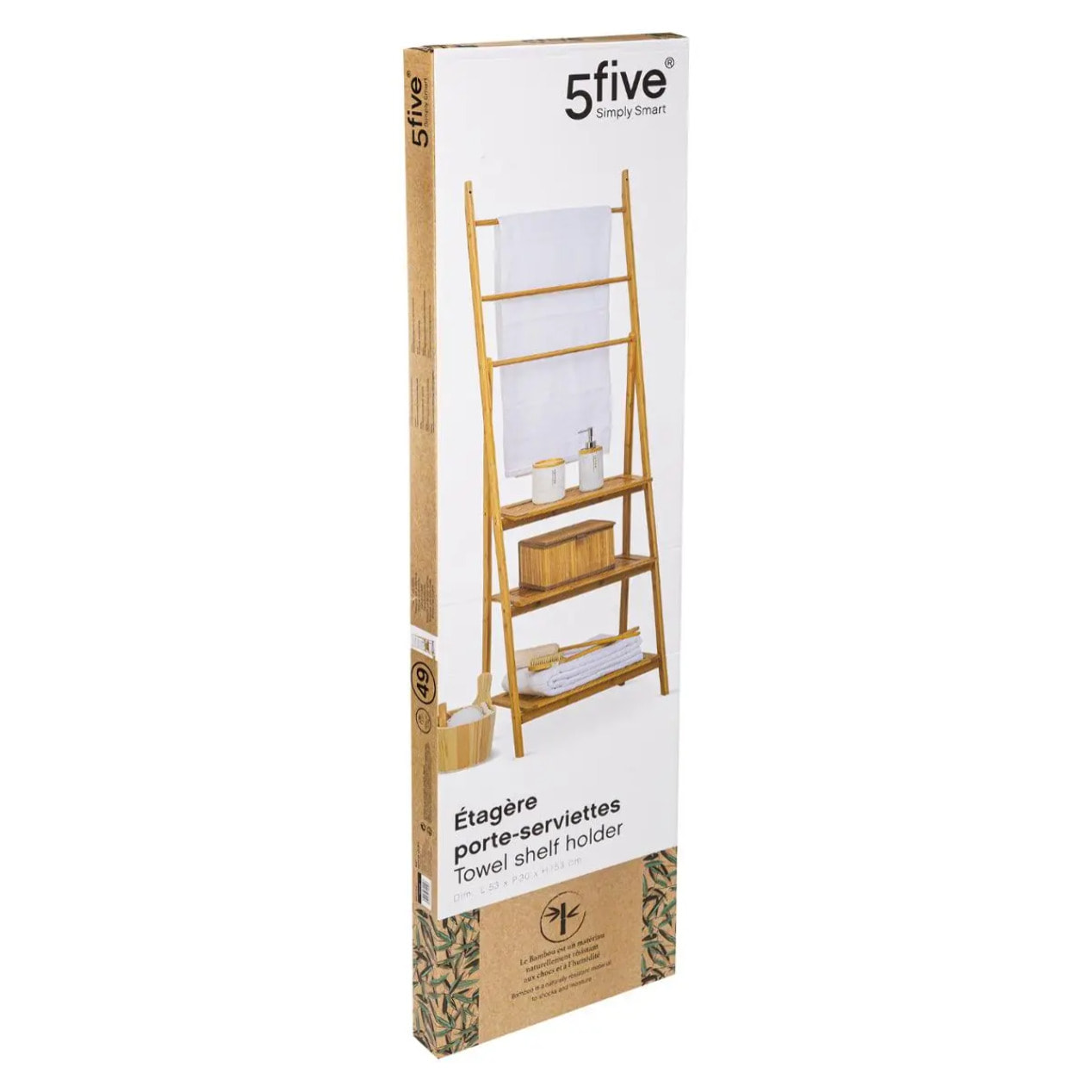 Étagère porte-serviette 3 niveaux bambou