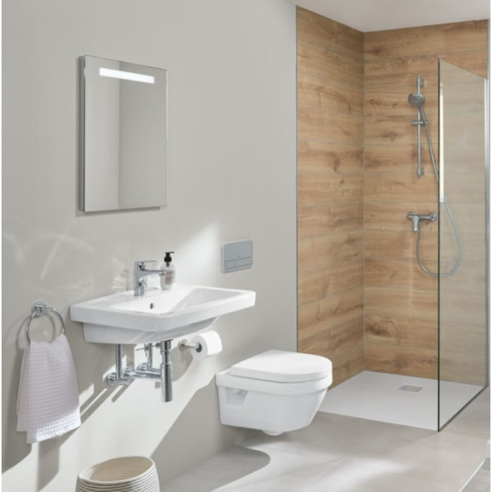 Pack WC suspendu sans bride Architectura 37 x 53 + abattant + plaque blanche + bâti  + Tabouret blanc