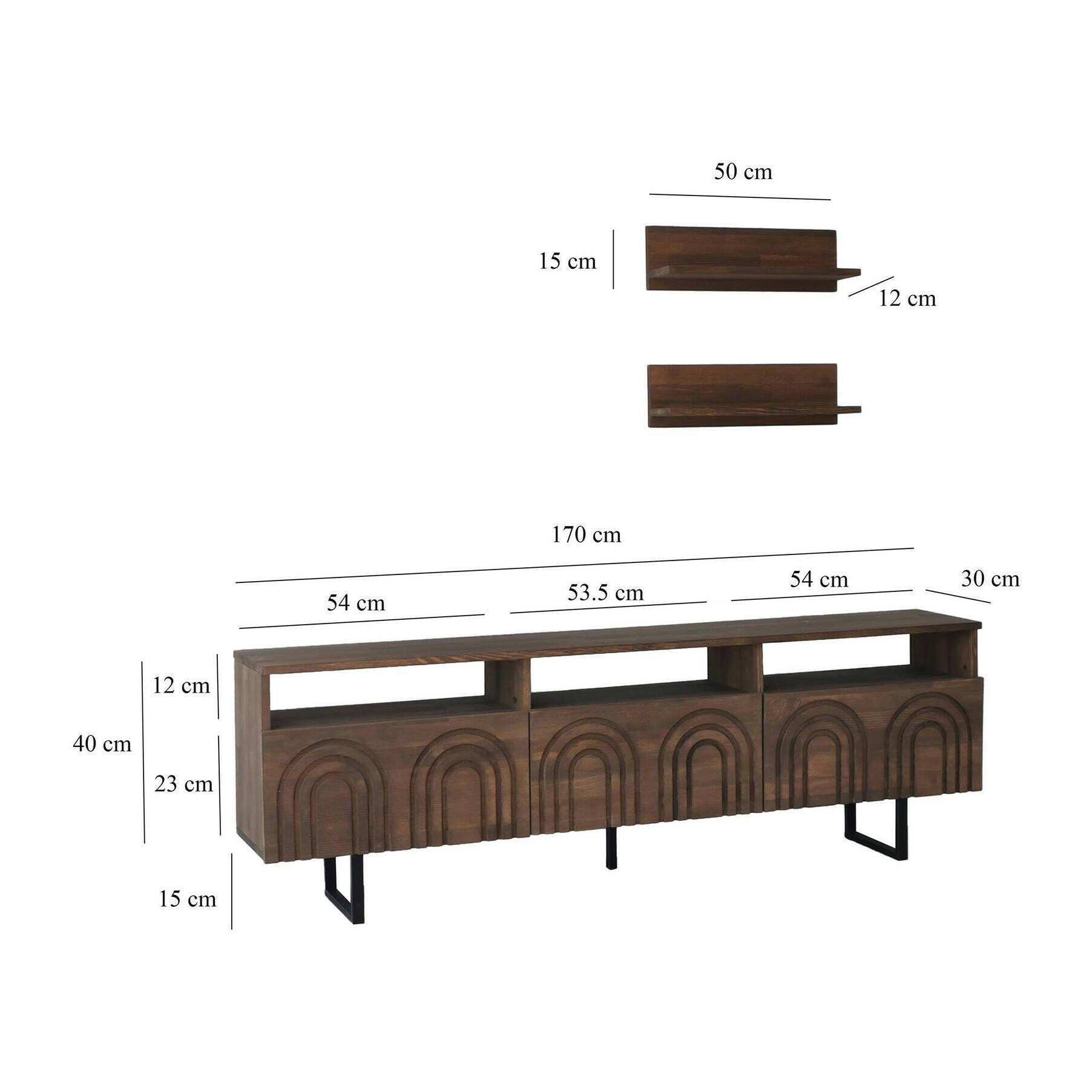 Mobile porta TV Dflabore, Credenza da soggiorno, Armadio basso per TV, Base parete attrezzata, 170x30h40 cm, Noce