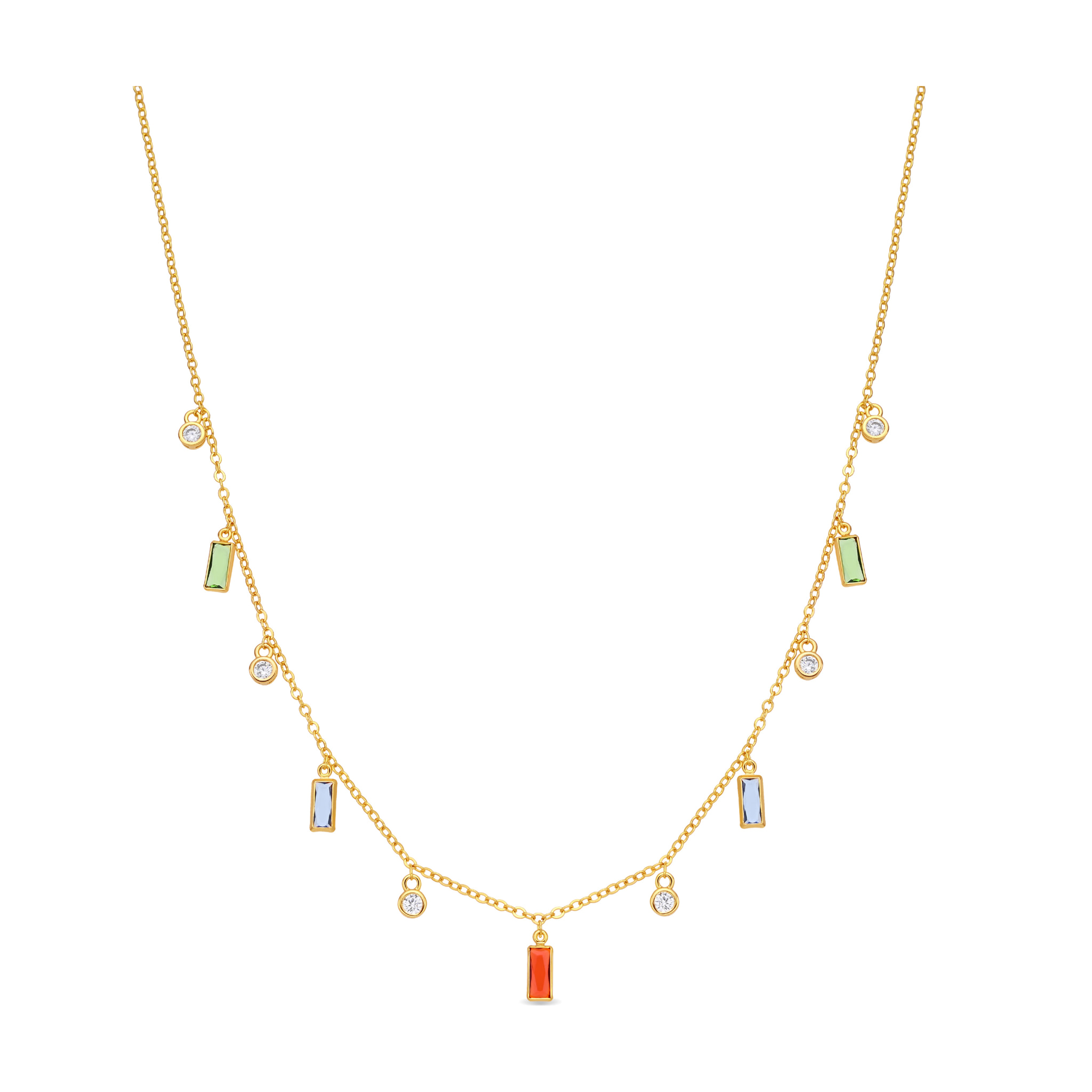 Collar de Circonita Multicolor acabado en oro amarillo de 18k
