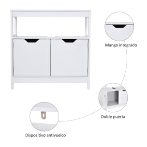 Armario Debajo de Lavabo con Estante de Madera 60x30x60cm