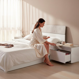 Testiera Letto Matrimoniale Con 2 Comodini Da 1 Cassetto E Guide Metalliche Design Moderno Minimal 276 x 94 x 40 Cm Colore Bianco E Grigio Cemento