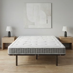 Ensemble Matelas Intuition & Sommier Somkit, 15 cm, Mémoire de Forme, Cadre à Lattes, Métal Robuste, Soutien Ferme