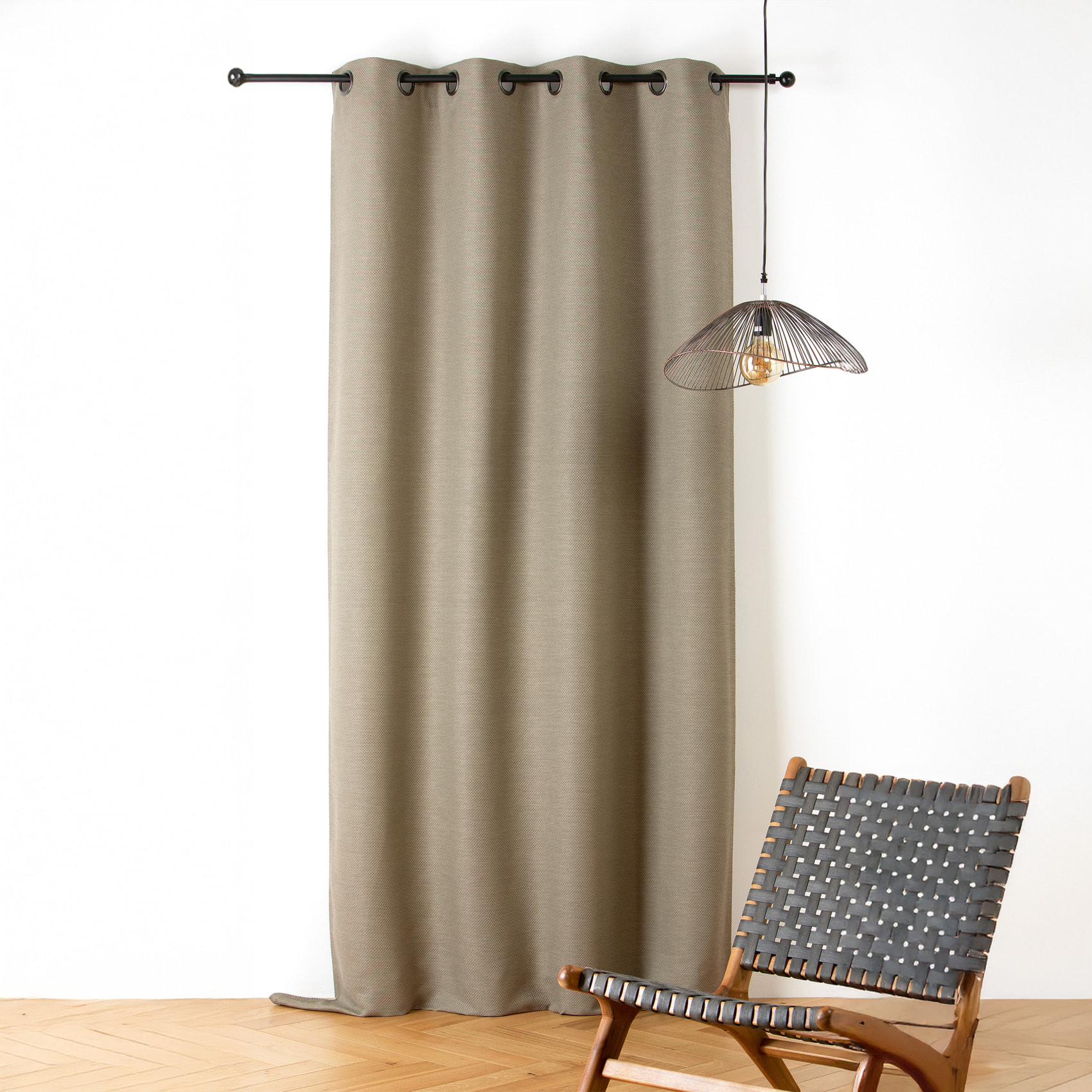 Rideau phonique coton et chanvre tressage naturel - Vert