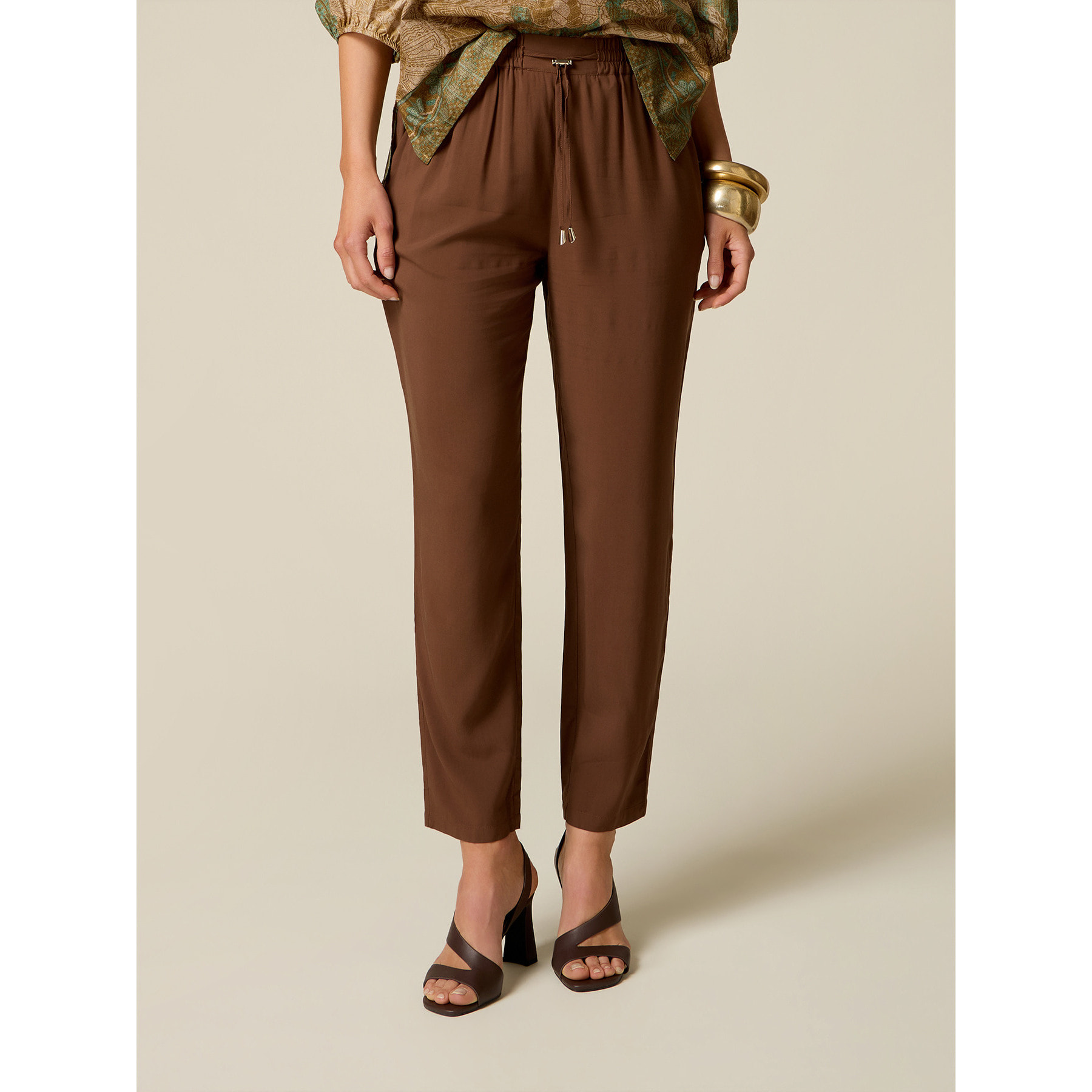 Oltre - Pantaloni joggers in viscosa - Marrone