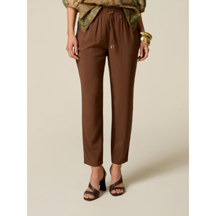 Oltre - Pantaloni joggers in viscosa - Marrone