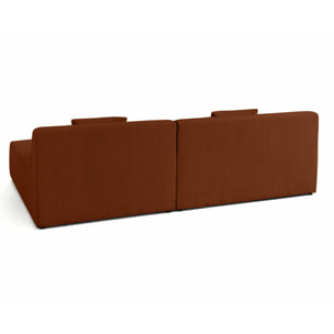 Onyx - canapé modulable d'angle réversible 4 places - en velours côtelé - Terracotta