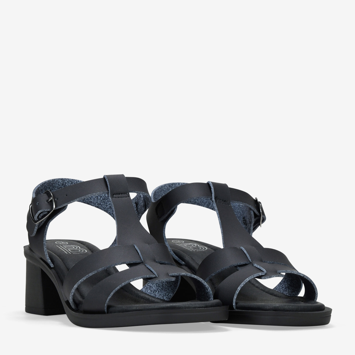 Sandalias de tacón negras con hebilla