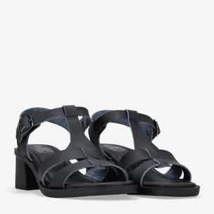 Sandalias de tacón negras con hebilla