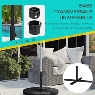 Pied de parasol base de parasol support de parasol en croix dim. 100L x 100l x 75H cm métal époxy noir