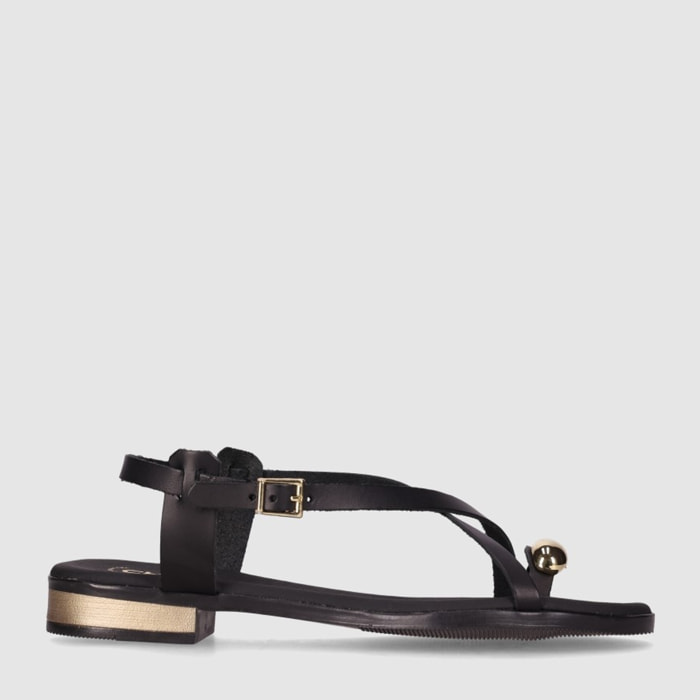 Sandalias de Piel - Negro - Tacón: 2 cm