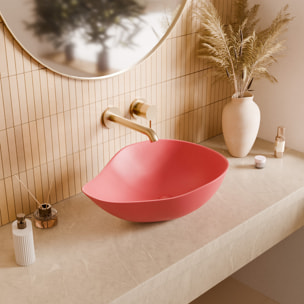 Vasque à poser design asymétrique 50,5 x 38 x 19 cm sans trop-plein rose mat PixL (CEPX5038PM)