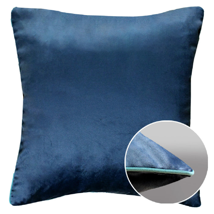 Housse de coussin polyester anti tache uni Velours uni titane-givre
