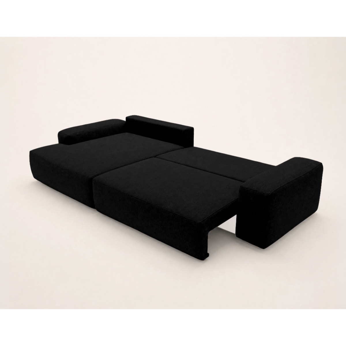 Tama - Canapé d'angle gauche 4 places convertible avec coffre en tissu - Noir