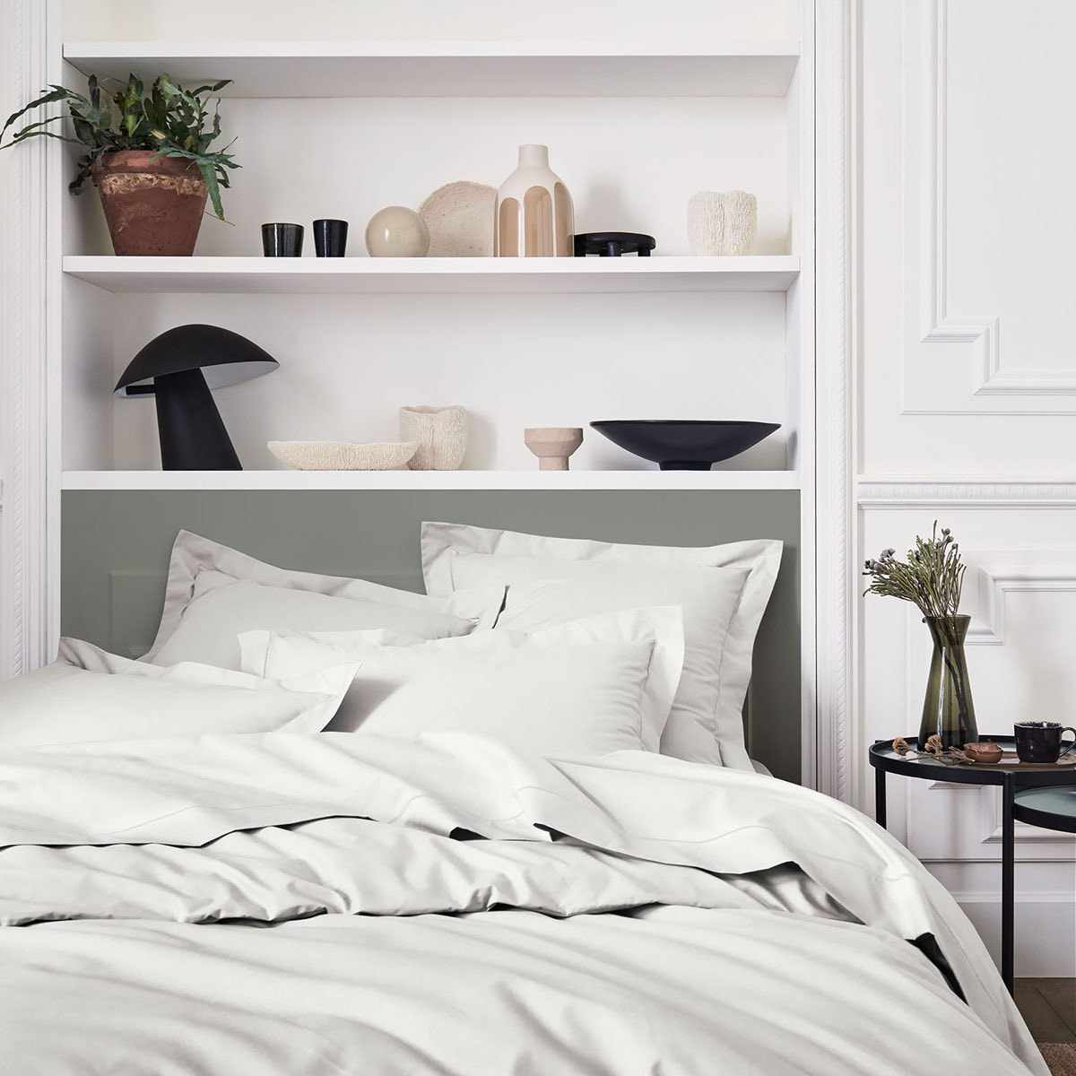 Housse de couette unie en percale de coton, PREMIÈRE, Gris Perle