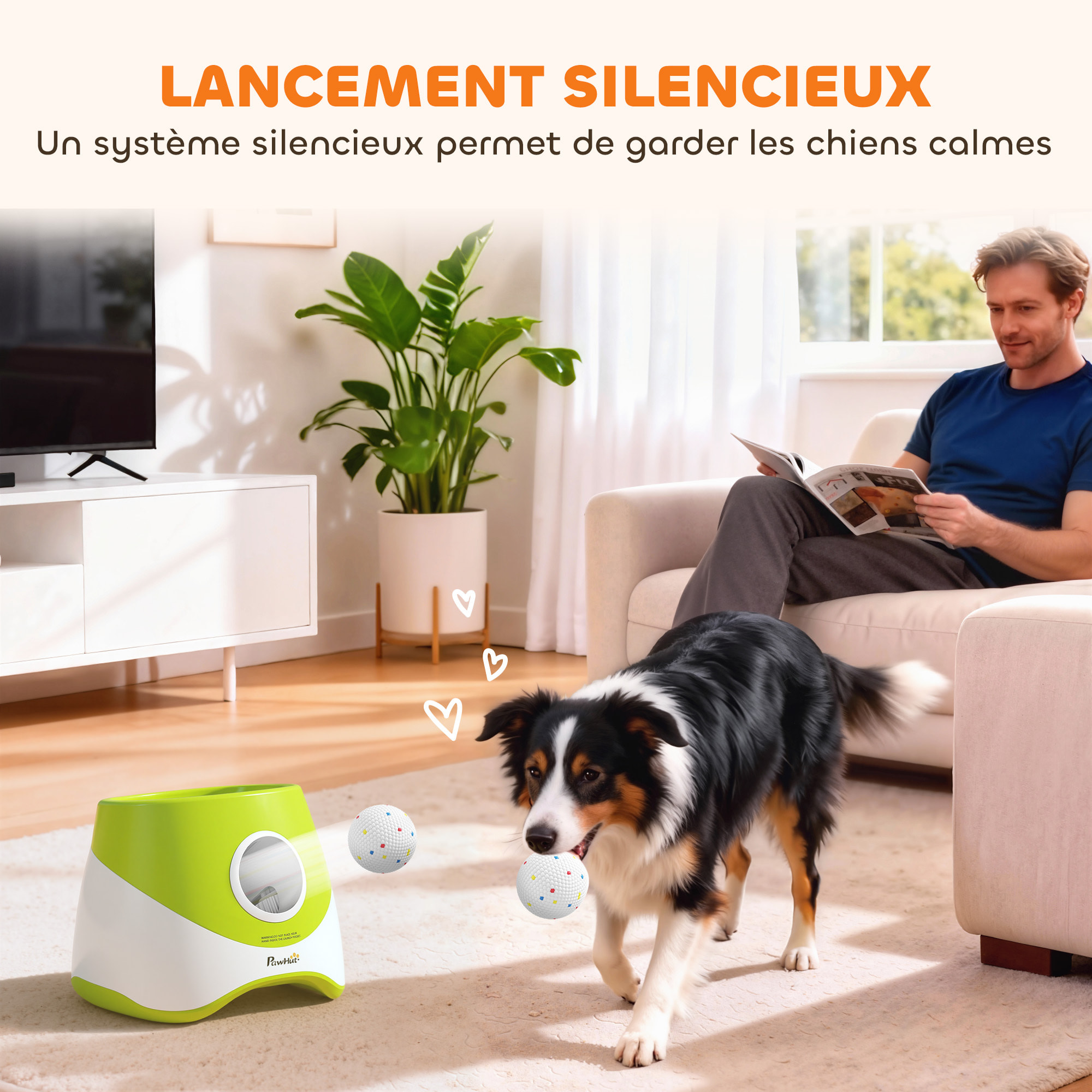 Lanceur de balles automatique pour chien 5 balles ETPU vert