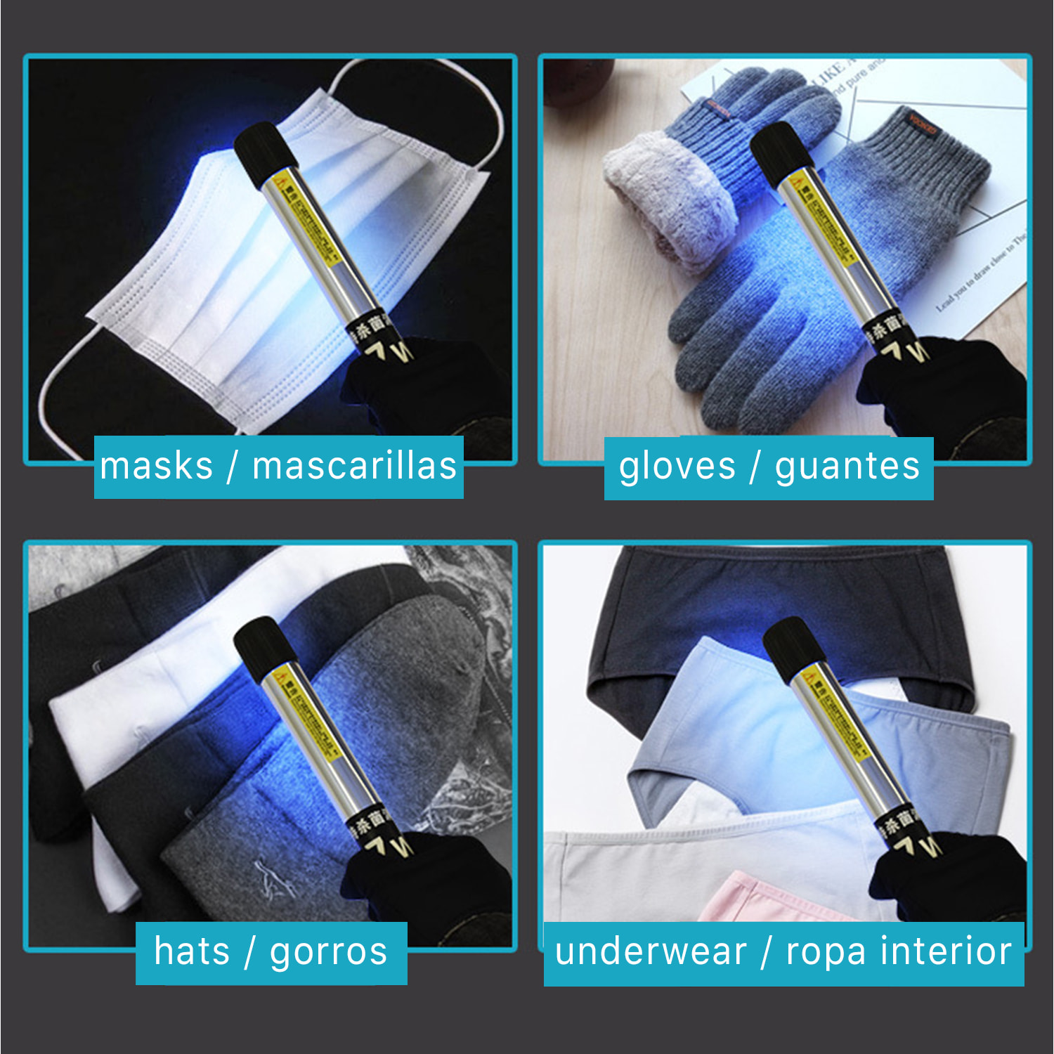 DAM Lampada UVC con cavo domestico 17x3x3 Cm. Colore nero