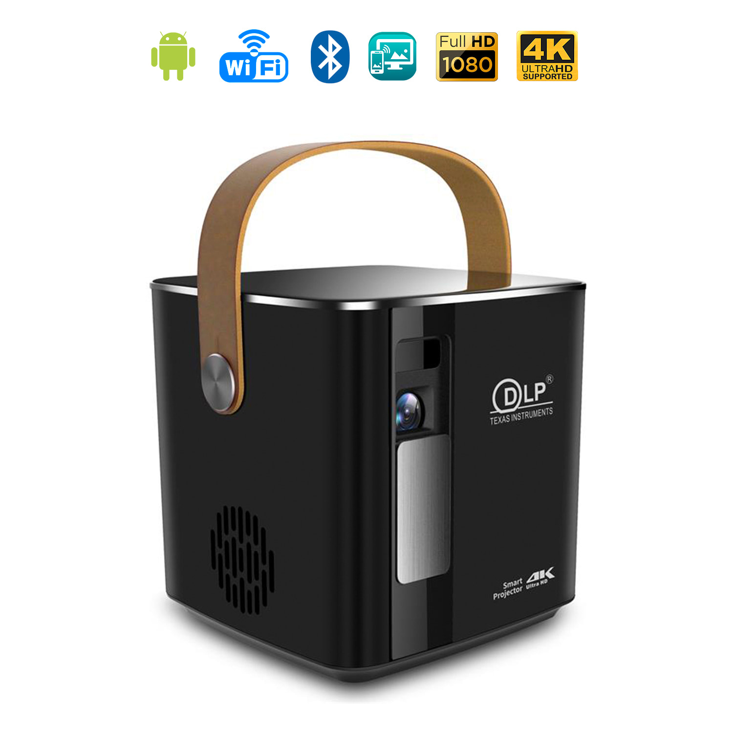 Mini videoproiettore portatile LED P12, DLP. FullHD1080P. Android 9.0, Wi-Fi. Clonazione schermo. Batteria ricaricabile. Netflix, YouTube, ecc.