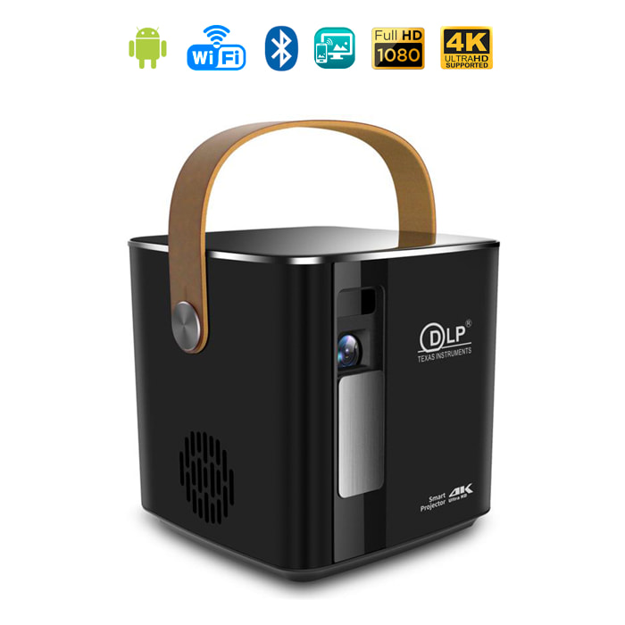 Mini videoproiettore portatile LED P12, DLP. FullHD1080P. Android 9.0, Wi-Fi. Clonazione schermo. Batteria ricaricabile. Netflix, YouTube, ecc.