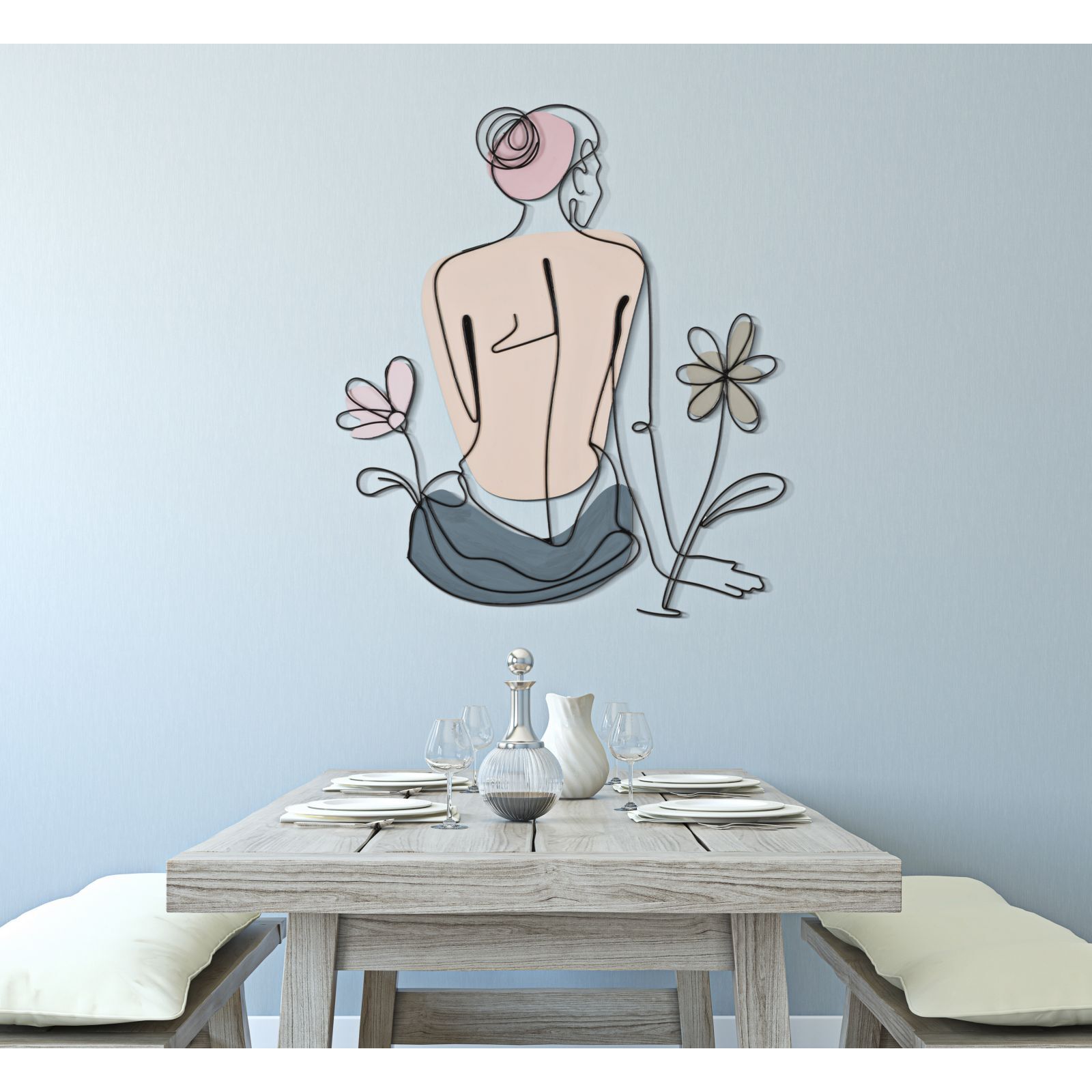 PANNELLO DA MURO LADY W/FLOWER CM 80X1,3X90