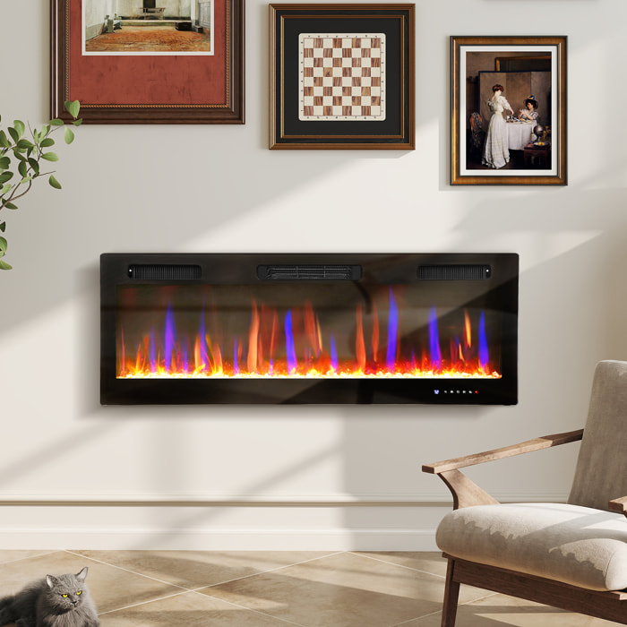 Cheminée électrique mural ou encastrable 900W/1800W nombreux effets réglables thermostat télécommande mode éco