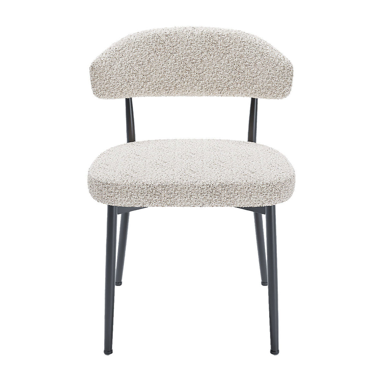 Lot de 2 chaises de salle à manger en tissu bouclette gris et blanc & métal noir