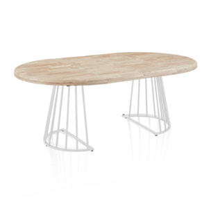 Mesa redonda extensible Meztil Blanco - Roble
