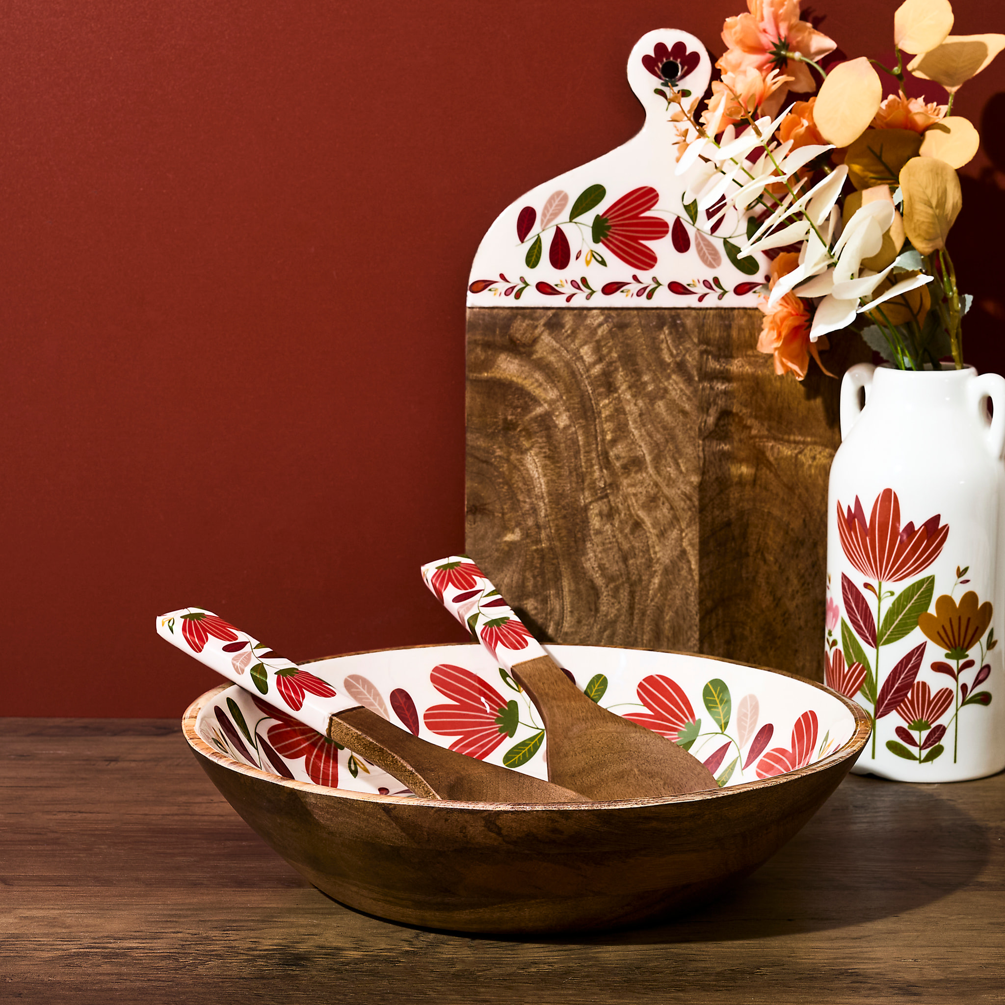 Saladier - HOME DECO FACTORY - Selena - Manguier - Marron - D33 cm