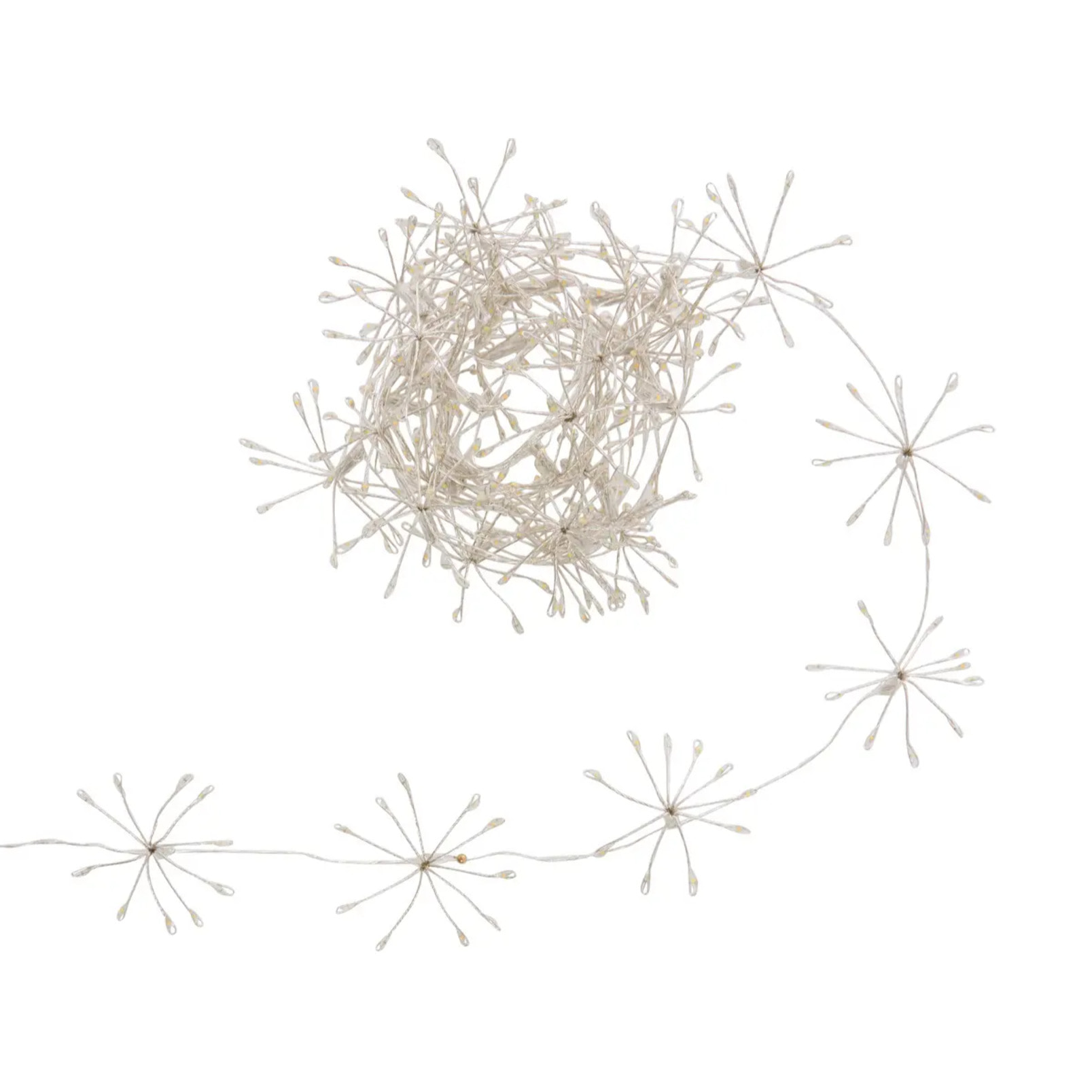 Guirlande lumineuse à pompons d'intérieur 4 m 400 LED blanc chaud fil cuivre à piles