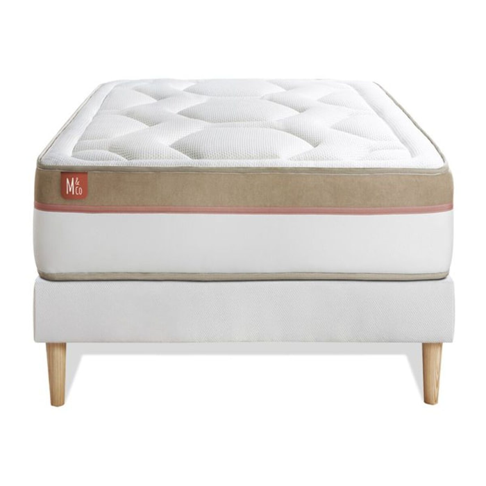 Ensemble - Matelas Mémoire de forme 30cm d'épaisseur - 7 zones de confort - Confort ferme - Sommier tapissier en kit - 1 place
