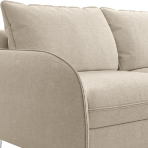 Canapé droit convertible 3 places en tissu chenille - ouverture express - NOVOLI