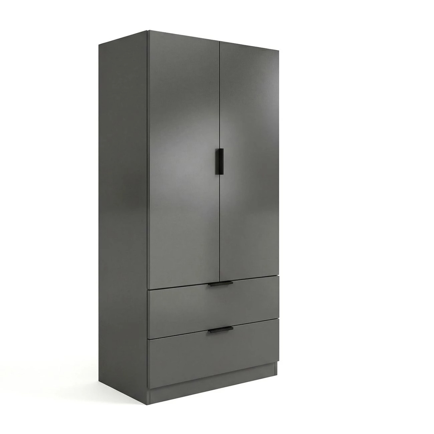 Armario de 2 puertas y 2 cajones en gris grafito 81,5x180 cm Lark Gris Grafito