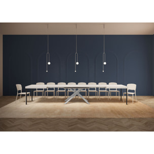 Mesa extensible 90x200/460cm Karida fresno blanco patas blanca