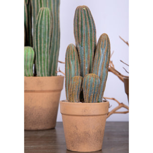 Cactus Con Vaso. Altezza 24 Cm - Pezzi 3 - 10X24X10cm - Colore: Verde - Bianchi Dino - Piante Artificiali