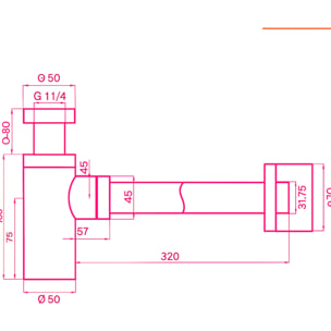Sifone Di Scarico Tondo Universale In Ottone Cromato Scarico Lavabo 1"1/4 G Altezza 12,5 Cm Bagno Elegante E Resistente Contro Cattivi Odori