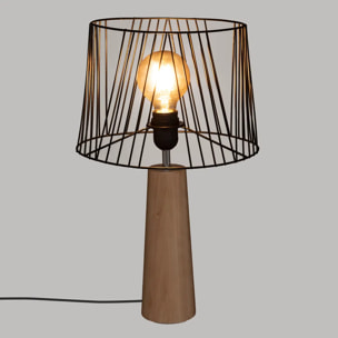 Lampe "Joe" - métal et pin - noir - H46 cm