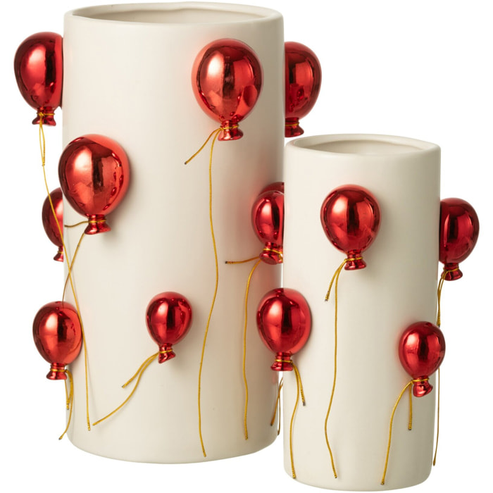 J-Line vase Ballon - céramique - blanc/rouge - large