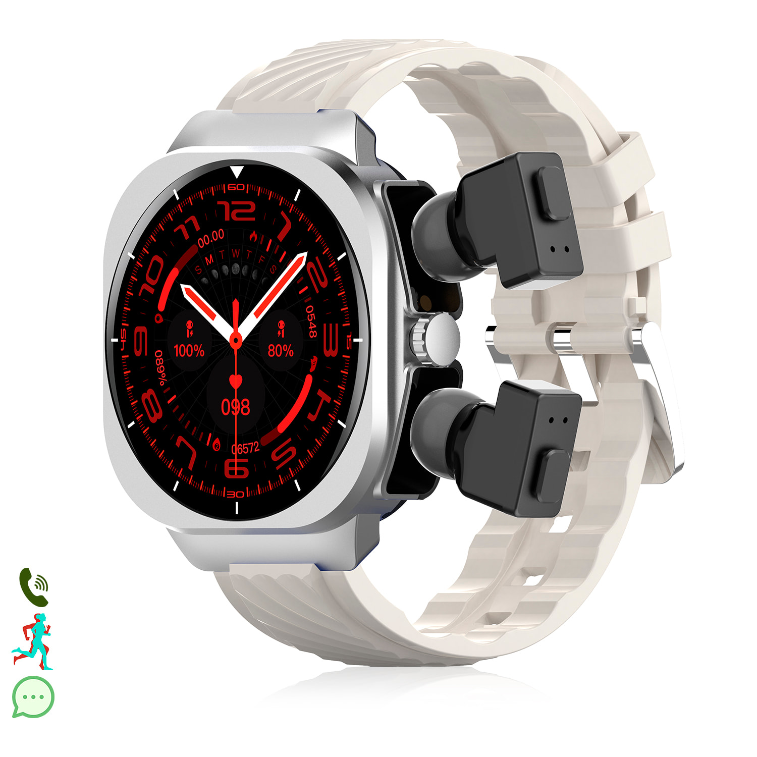 Smartwatch AIMB-Z19. Con termometro, modalità sport, auricolari bluetooth integrati e 2 cinturini in silicone.