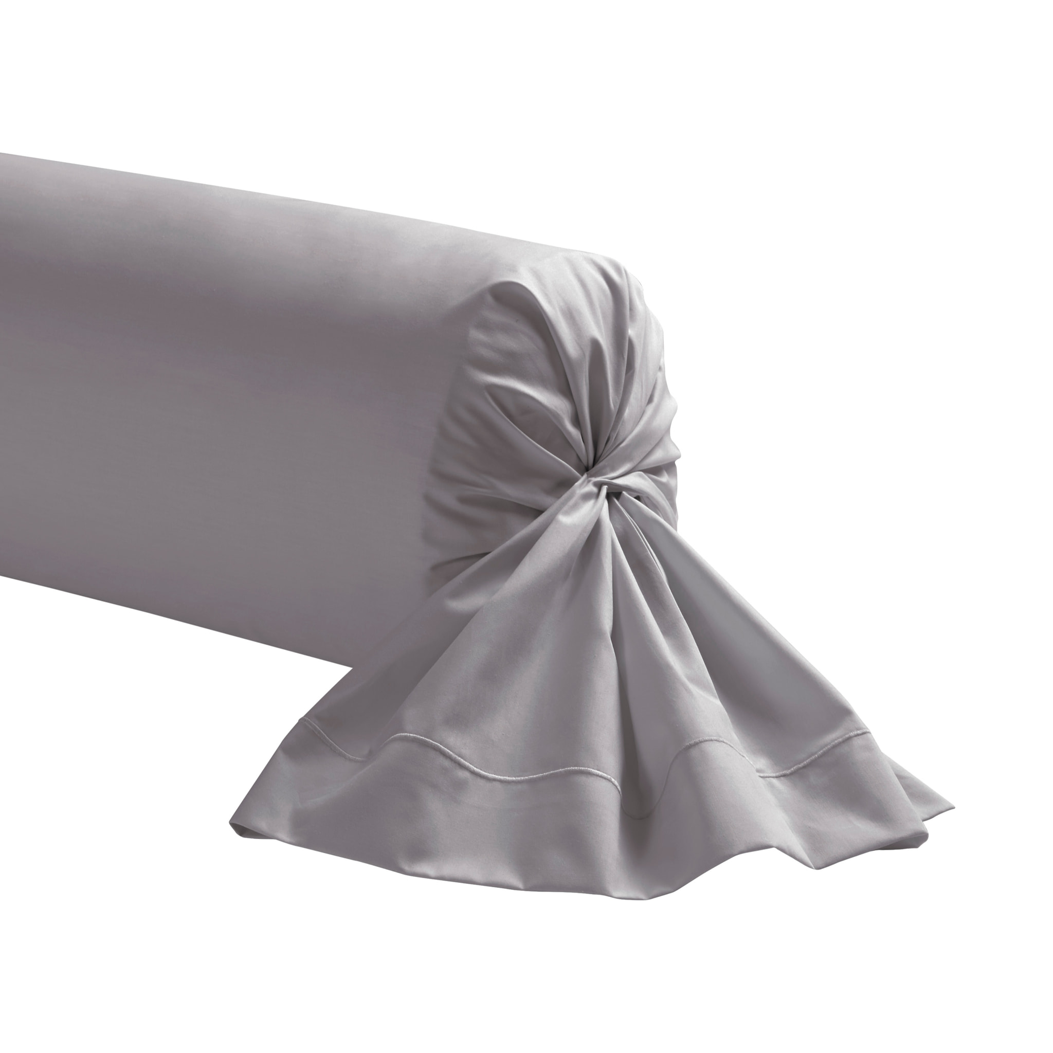 Taie de traversin unie en percale de coton, ROYAL LINE, Gris Argent