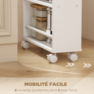Chariot de rangement 4 niveaux - desserte à roulettes - cuisine ou salle de bain - blanc naturel