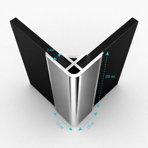 Profilé Mural d'Angle en Aluminium Chrome H250 cm compatible avec WALL'IT et STONE'IT