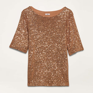 Oltre - Blusa in paillettes - Marrone