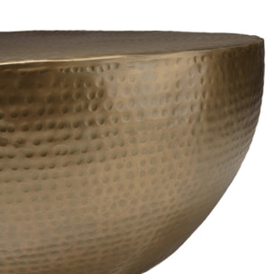 JOHAN - Table basse coque ronde 90x90cm en aluminium doré antique