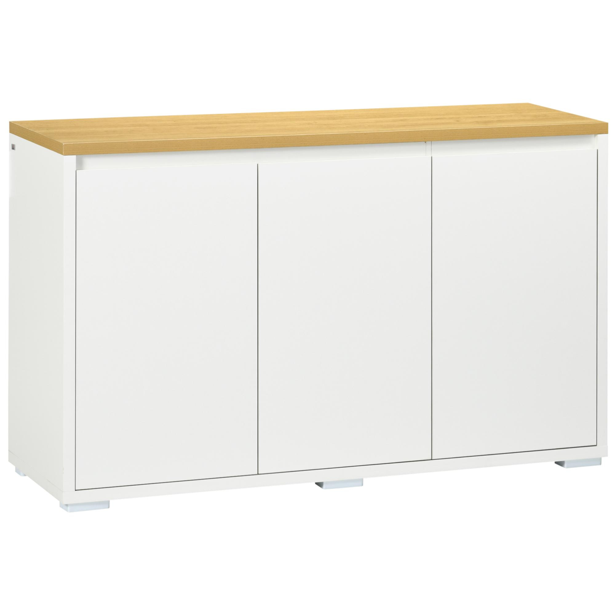 Aparador de Salón Armario de Almacenamiento Mueble Auxiliar de Cocina con 3 Puertas y Estantes Ajustables para Comedor Entrada 120x37x75 cm Blanco