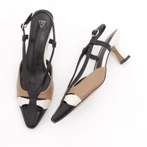 SLINGBACK MULTICOLORE CHOCOLA' NERO