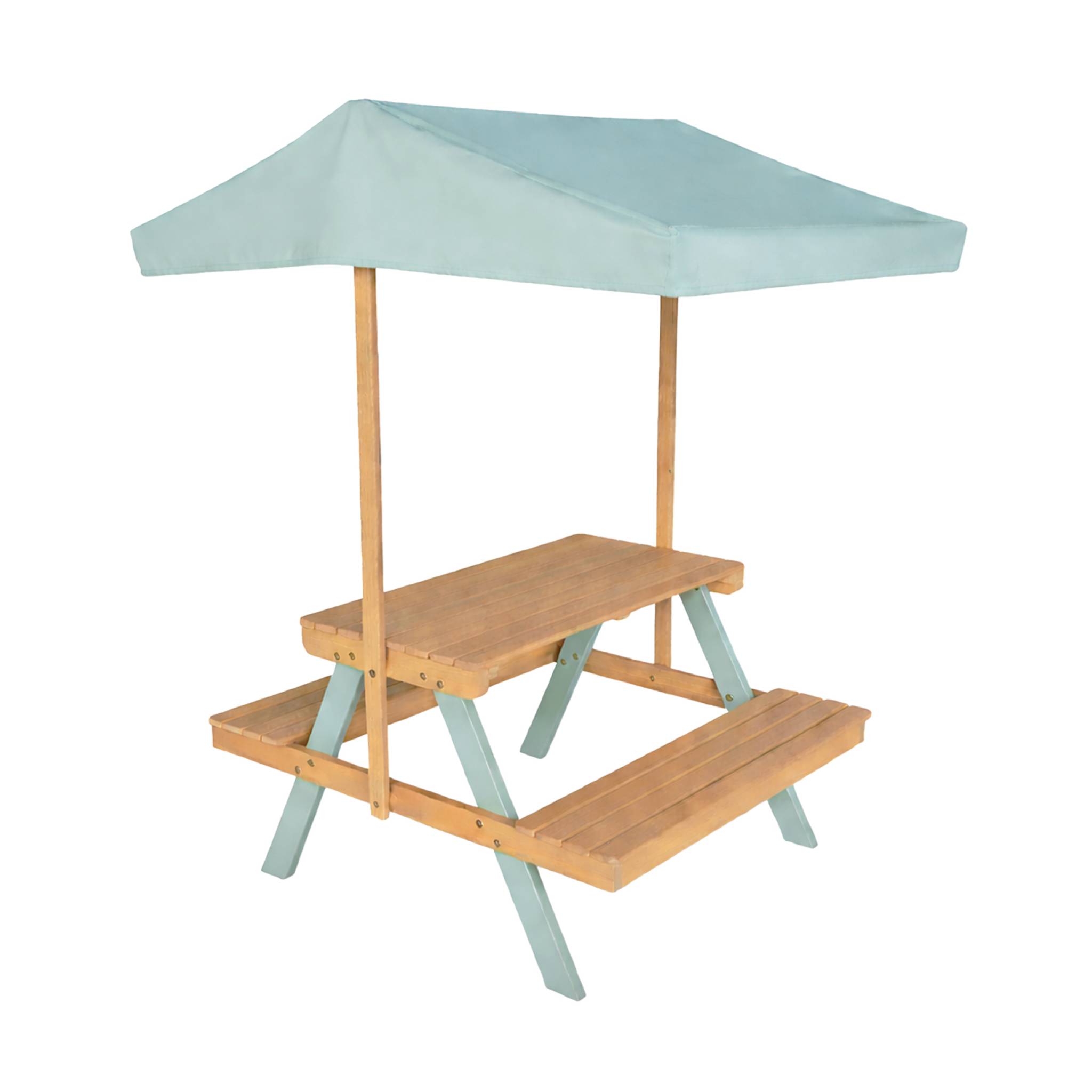 Table de pique-nique, salon de jardin enfant bois d'acacia avec parasol 2 places  JADE